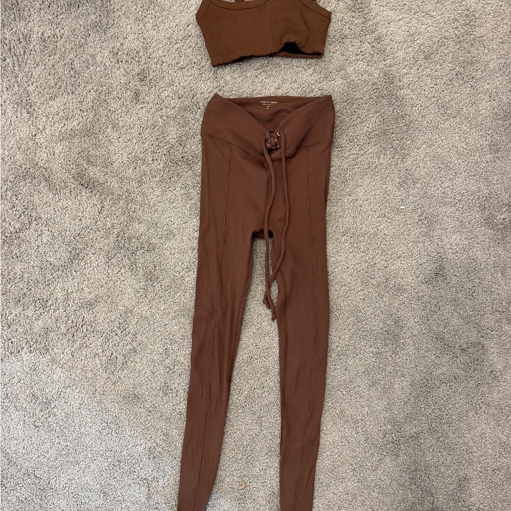 Year of Ours Brown Ribbed Set